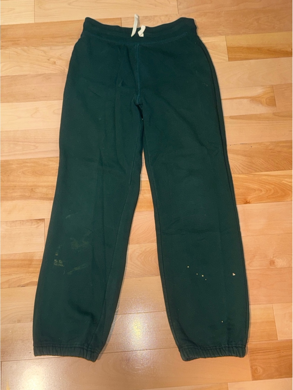Lands' End Boys' Dark Green Sweatpants Size 12-14 with Drawstring Elastic Waist